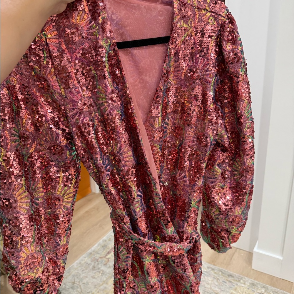 Buddy Love Pink Sequin Robe Wrap-Style Intimates